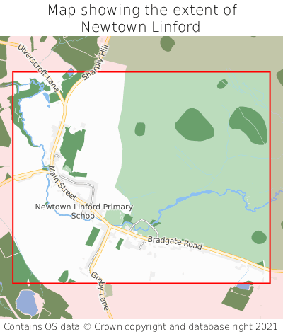 Map showing extent of Newtown Linford as bounding box