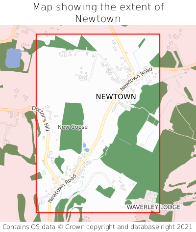 Map showing extent of Newtown as bounding box