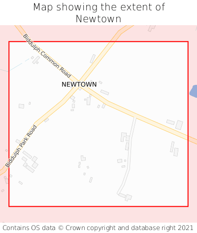 Map showing extent of Newtown as bounding box