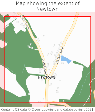 Map showing extent of Newtown as bounding box