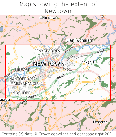 Map showing extent of Newtown as bounding box