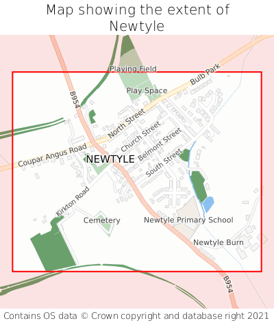 Map showing extent of Newtyle as bounding box
