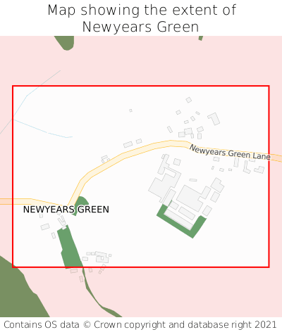Map showing extent of Newyears Green as bounding box