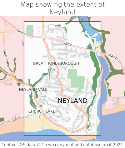 Map showing extent of Neyland as bounding box