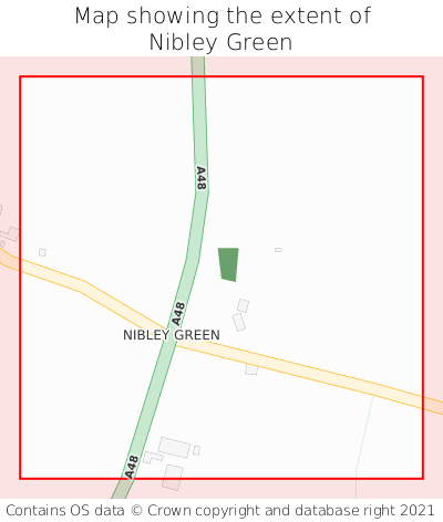 Map showing extent of Nibley Green as bounding box