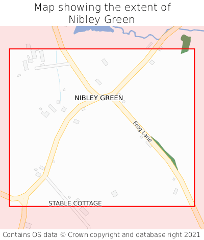 Map showing extent of Nibley Green as bounding box