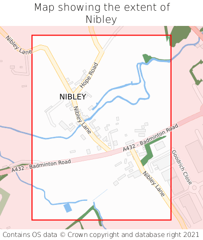 Map showing extent of Nibley as bounding box