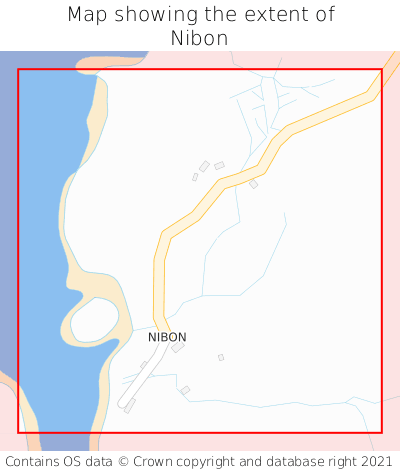 Map showing extent of Nibon as bounding box