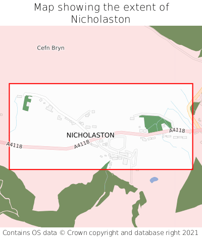 Map showing extent of Nicholaston as bounding box