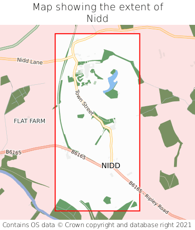 Map showing extent of Nidd as bounding box