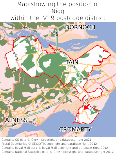 Map showing location of Nigg within IV19