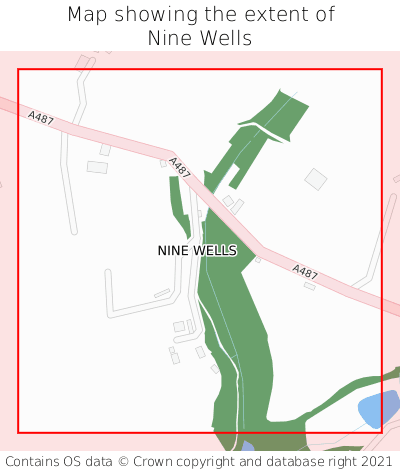 Map showing extent of Nine Wells as bounding box