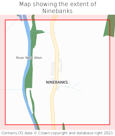 Map showing extent of Ninebanks as bounding box