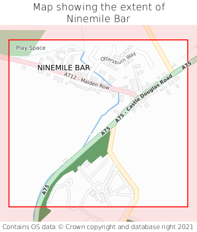 Map showing extent of Ninemile Bar as bounding box