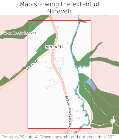 Map showing extent of Nineveh as bounding box