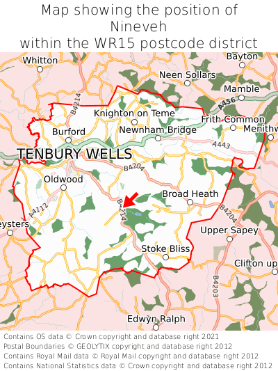 Map showing location of Nineveh within WR15