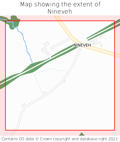 Map showing extent of Nineveh as bounding box