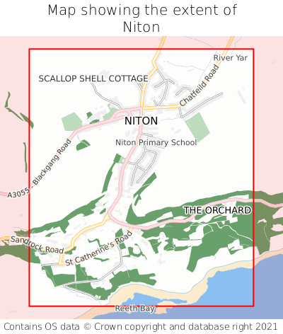 Map showing extent of Niton as bounding box