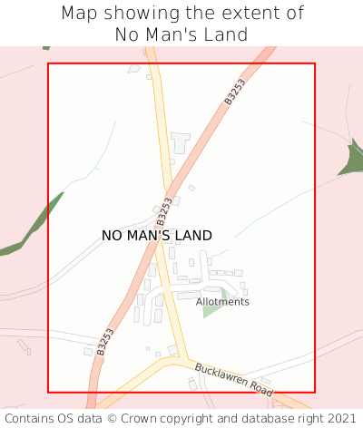 Map showing extent of No Man's Land as bounding box