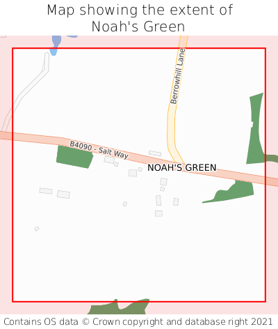 Map showing extent of Noah's Green as bounding box