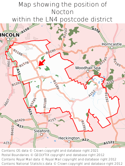 Map showing location of Nocton within LN4