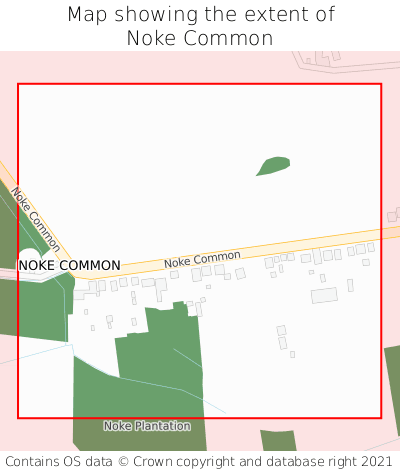 Map showing extent of Noke Common as bounding box