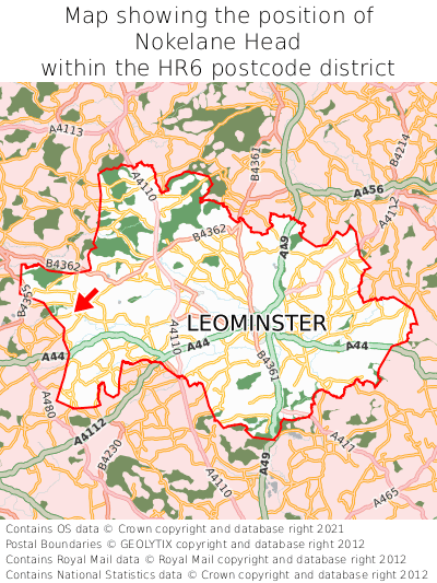 Map showing location of Nokelane Head within HR6