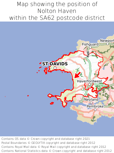 Map showing location of Nolton Haven within SA62