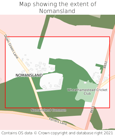 Map showing extent of Nomansland as bounding box