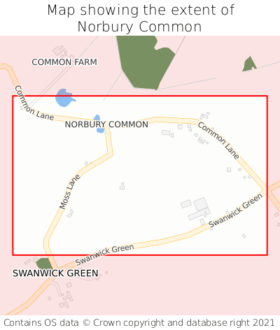 Map showing extent of Norbury Common as bounding box