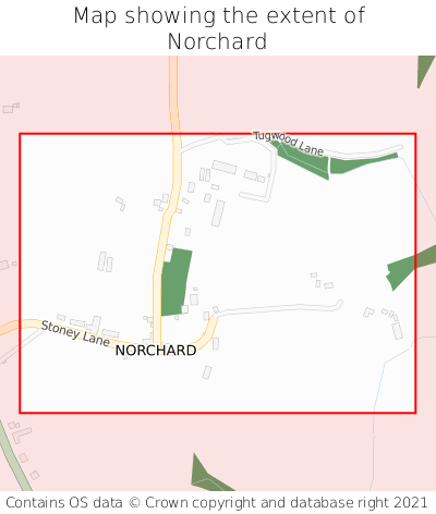 Map showing extent of Norchard as bounding box