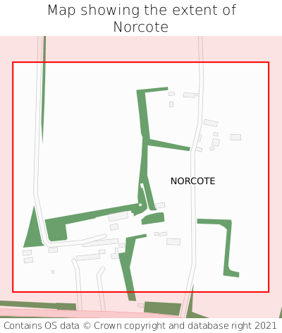Map showing extent of Norcote as bounding box
