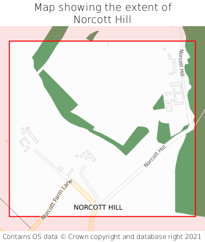 Map showing extent of Norcott Hill as bounding box