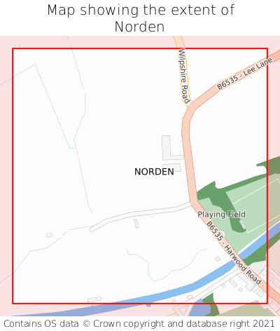 Map showing extent of Norden as bounding box