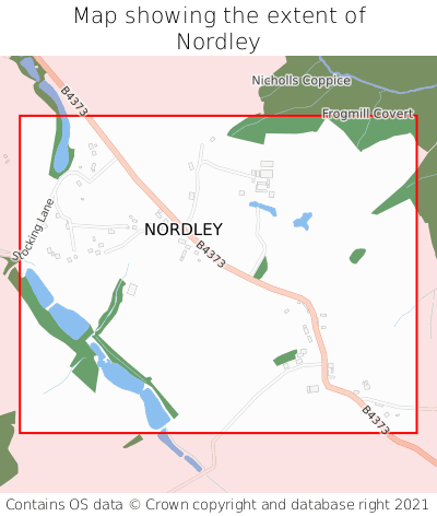 Map showing extent of Nordley as bounding box