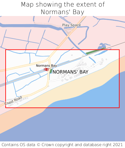 Map showing extent of Normans' Bay as bounding box