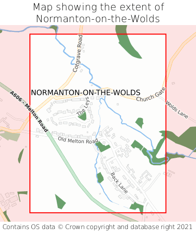 Map showing extent of Normanton-on-the-Wolds as bounding box