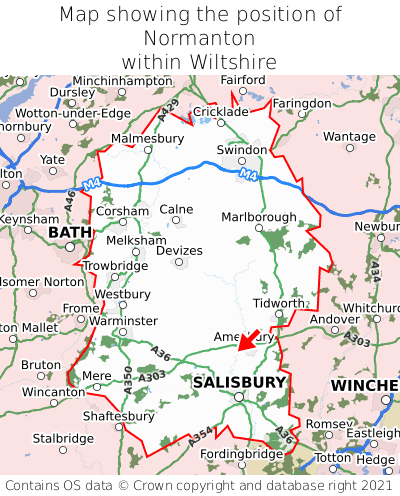 Map showing location of Normanton within Wiltshire