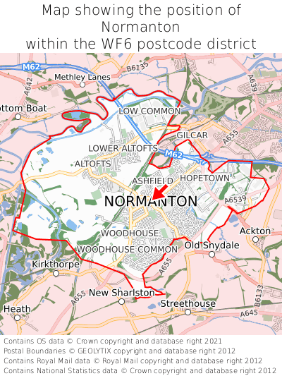 Map showing location of Normanton within WF6