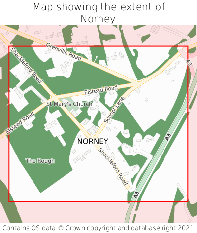 Map showing extent of Norney as bounding box