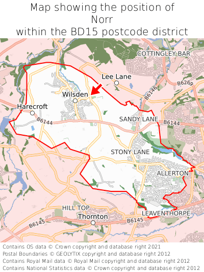 Map showing location of Norr within BD15