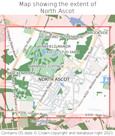 Map showing extent of North Ascot as bounding box
