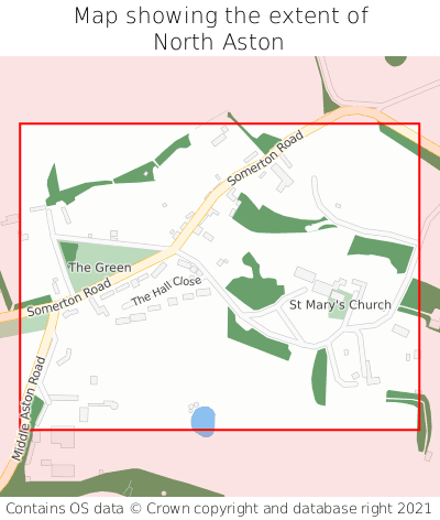 Map showing extent of North Aston as bounding box