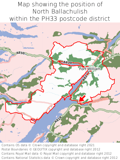 Map showing location of North Ballachulish within PH33