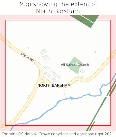 Map showing extent of North Barsham as bounding box