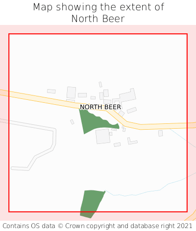 Map showing extent of North Beer as bounding box