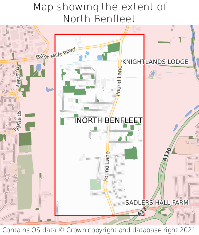 Map showing extent of North Benfleet as bounding box
