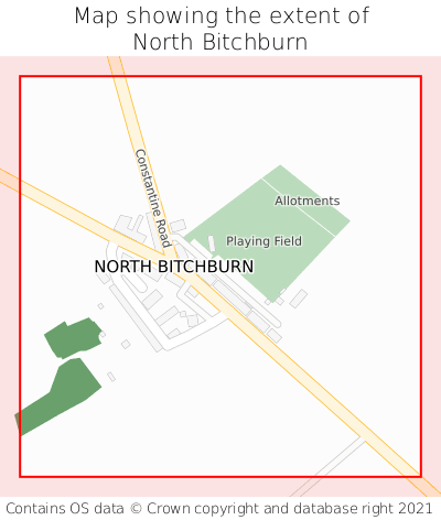 Map showing extent of North Bitchburn as bounding box