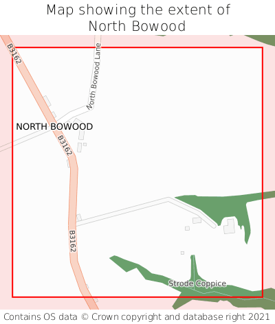 Map showing extent of North Bowood as bounding box