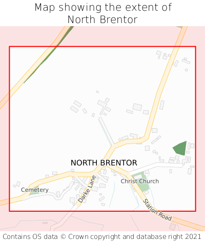 Map showing extent of North Brentor as bounding box